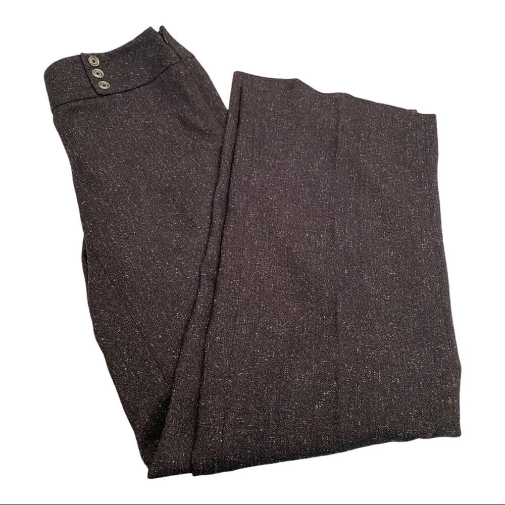 WHBM Donegal Tweed Wide Leg Pants 0 NWT Brown Charcoal Flecked - Picture 3 of 10